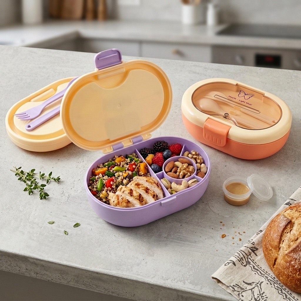 Plastic Bento Lunch Box with C - Meal Prep Or Prep Meal ulasan dan harga